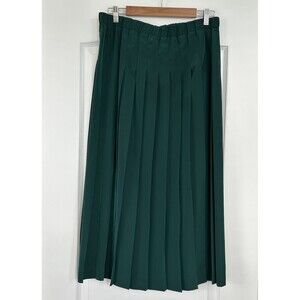 Vtg Women Preppy Minimalist Pleated Maxi Skirt S Classic Susan Bristol Green USA